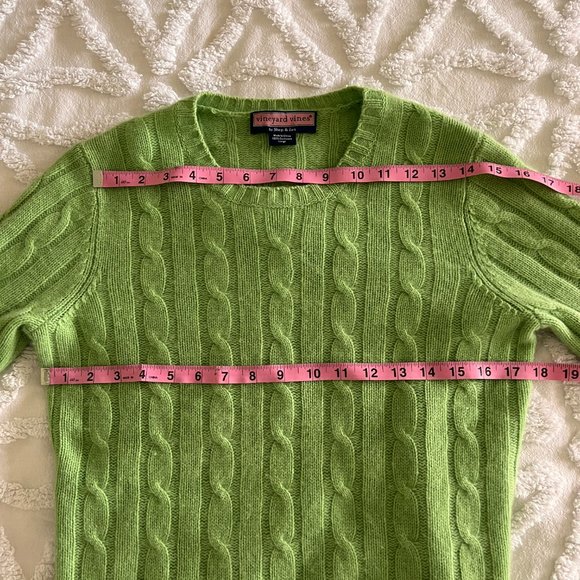VINEYARD VINES Women's Green 100% Cable Knit Cashmere Sweater - Picture 5 of 8